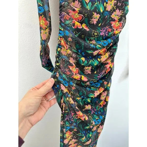 NWT Ted Baker Mesh Shirt Dress Black Floral Size 1 Equivalent Size 2-4 - Picture 6 of 10